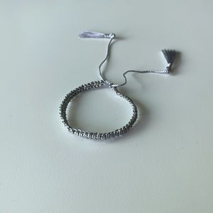 Bracelet - silver braided sliding knot bracelet